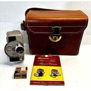 Revere 8 Model B-63 Vintage Movie Camera 8mm with Case and Accessories Untested